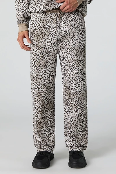 Pantalon en molleton à imprimé de guépard
