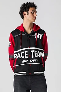 Blouson collégien à broderie en chenille NY Racing