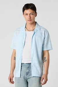 Textured Button-Up Collared Top