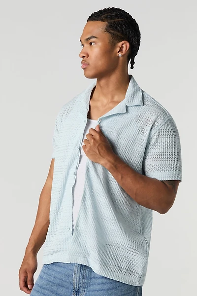 Pointelle Button-Up Top
