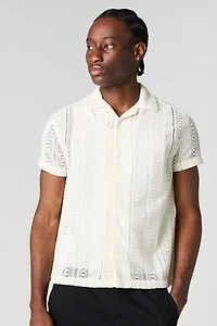 Haut crocheté boutonné à manche courte