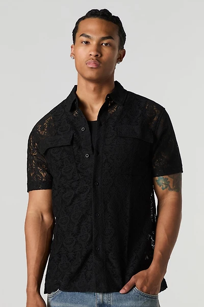 Lace Button-Up Top
