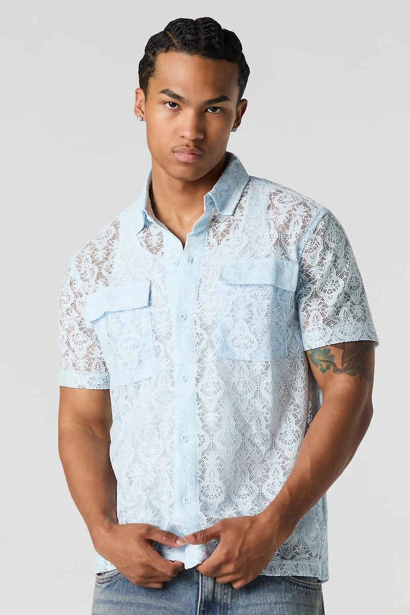 Lace Button-Up Top