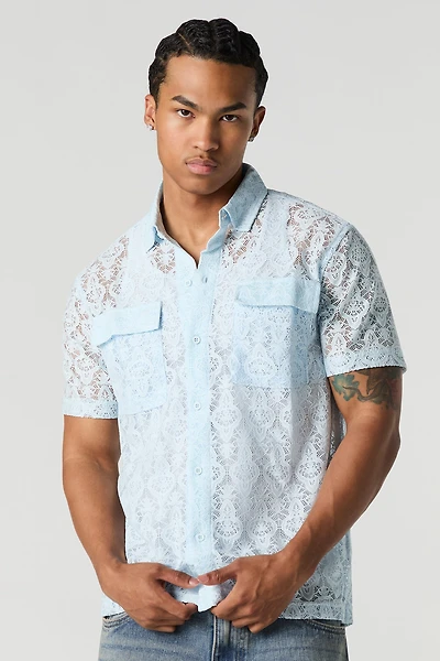 Lace Button-Up Top
