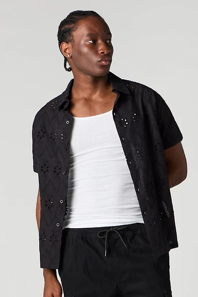 Flower Eyelet Short Sleeve Top