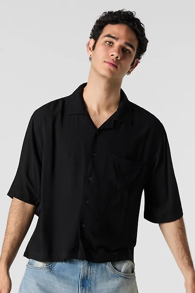 Haut carré texturé boutonné