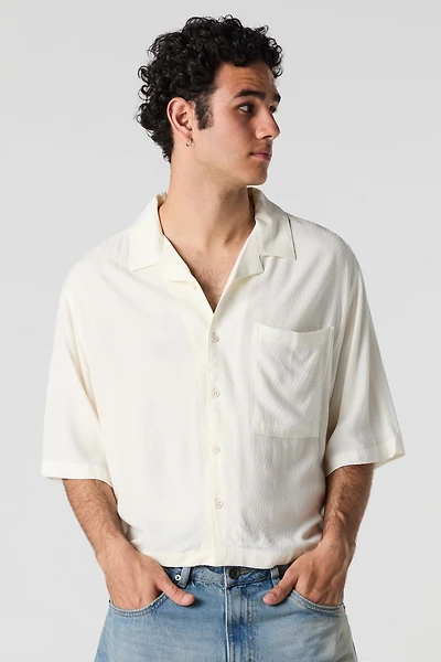 Textured Boxy Button-Up Top