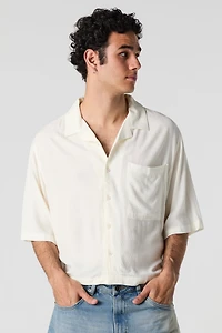 Textured Boxy Button-Up Top