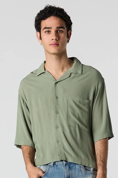 Textured Boxy Button-Up Top