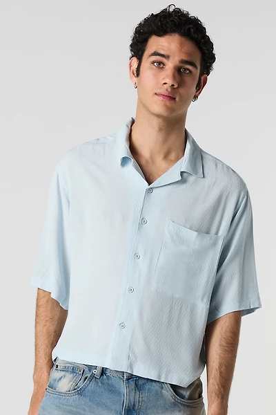 Textured Boxy Button-Up Top