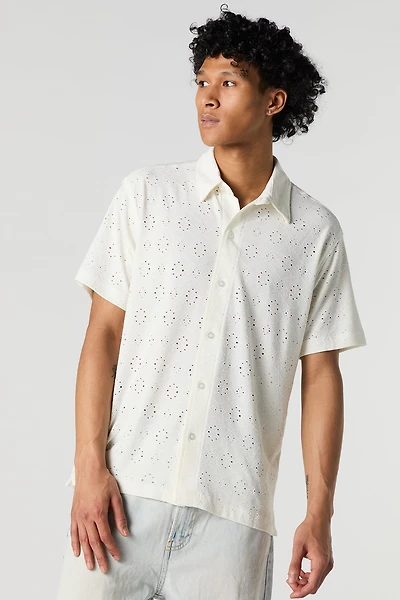 Haut en broderie anglaise boutonné à manche courte