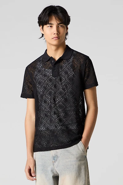 Polo crocheté à manches courtes