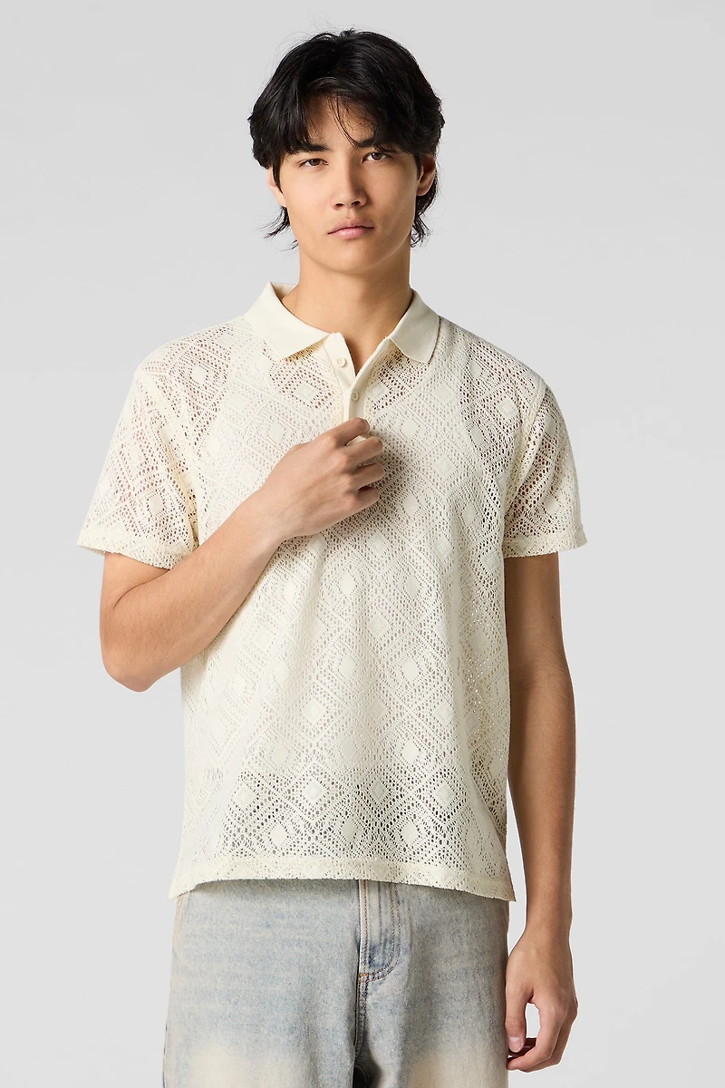 Polo crocheté à manches courtes
