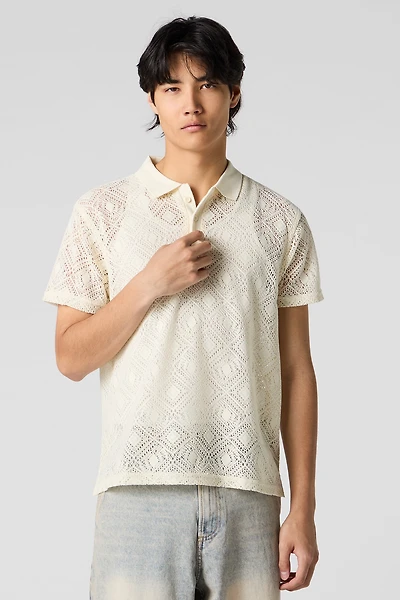 Polo crocheté à manches courtes