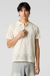 Polo crocheté à manches courtes