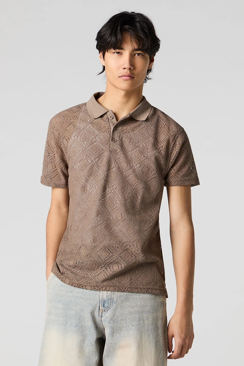 Polo crocheté à manches courtes