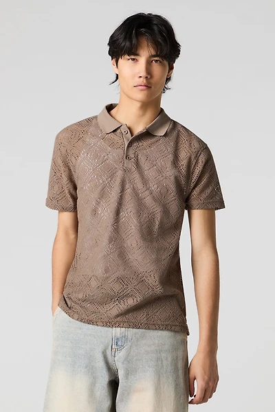 Polo crocheté à manches courtes