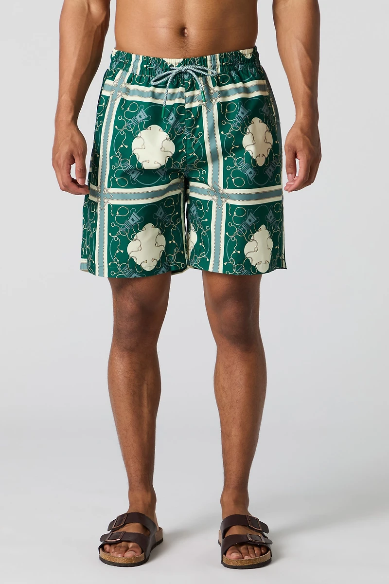 Short de bain à imprimé chaîne