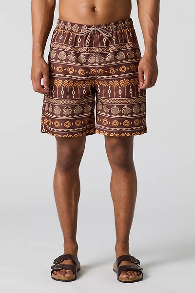 Short de bain à imprimé d'île