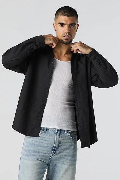 Textured Button-Up Long Sleeve Top