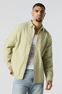 Textured Button-Up Long Sleeve Top