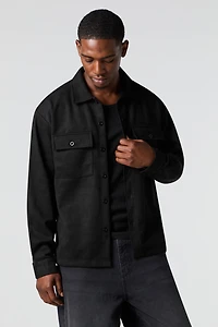 Faux Suede Button-Up Top