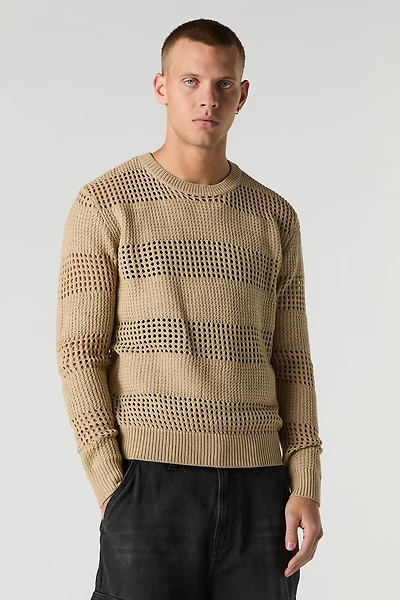 Striped Open Knit Sweater