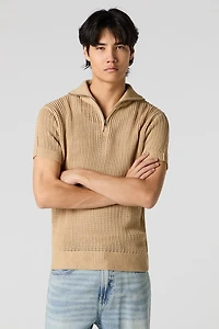 Polo en tricot ajouré avec fermeture à glissière
