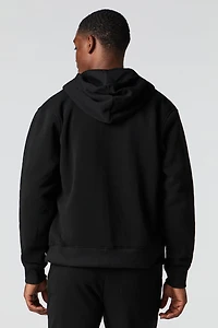 1984 Flock Print Fleece Buttoned Hoodie
