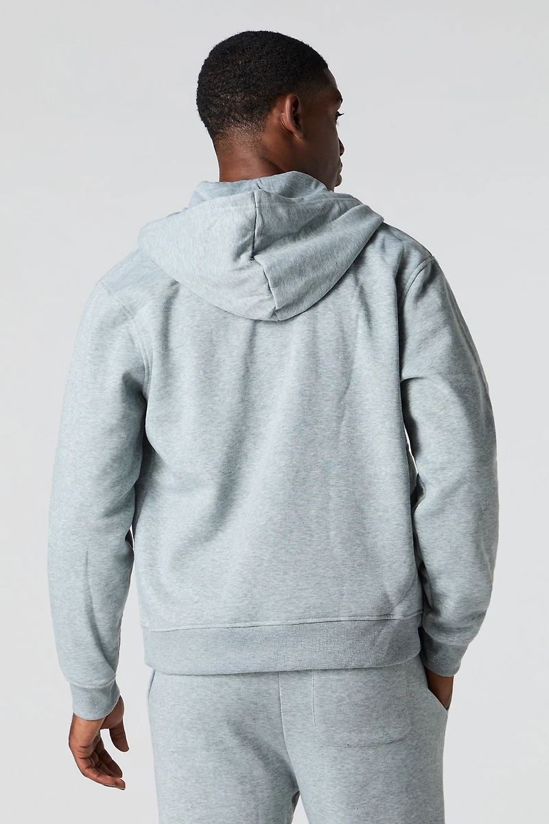 1984 Flock Print Fleece Buttoned Hoodie