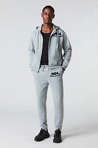 1984 Flock Print Fleece Buttoned Hoodie