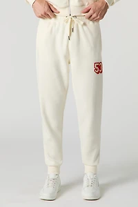 Haut à capuchon avec motif brodé 53 en chenille et fermeture glissière