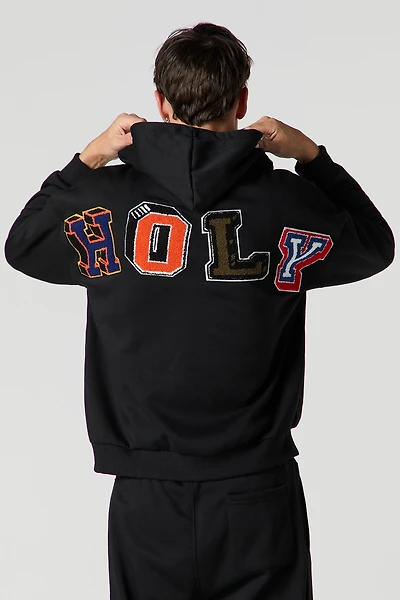 53 Chenille Embroidered Zip-Up Hoodie