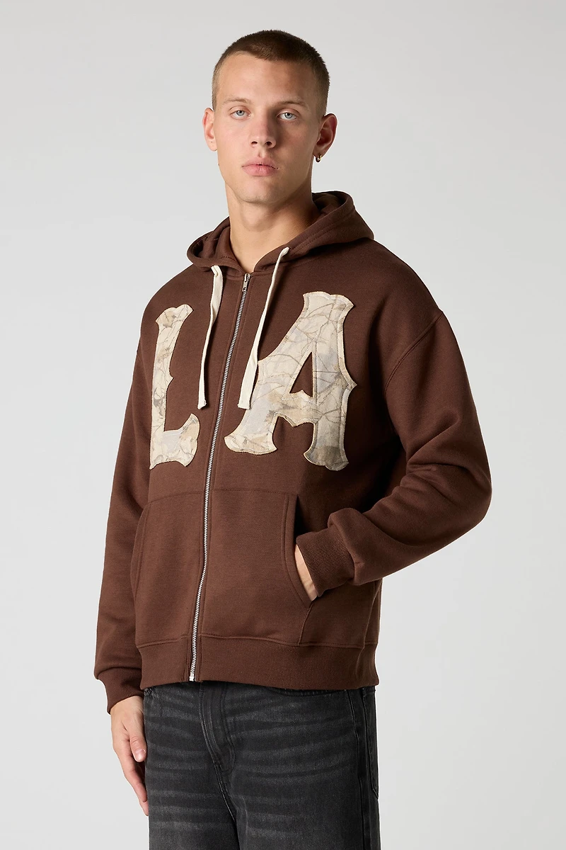 LA Camo Patch Zip-Up Hoodie
