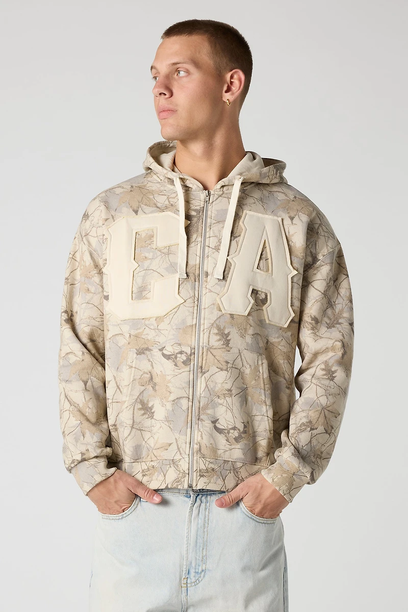 CA Patch Camo Zip-Up Hoodie