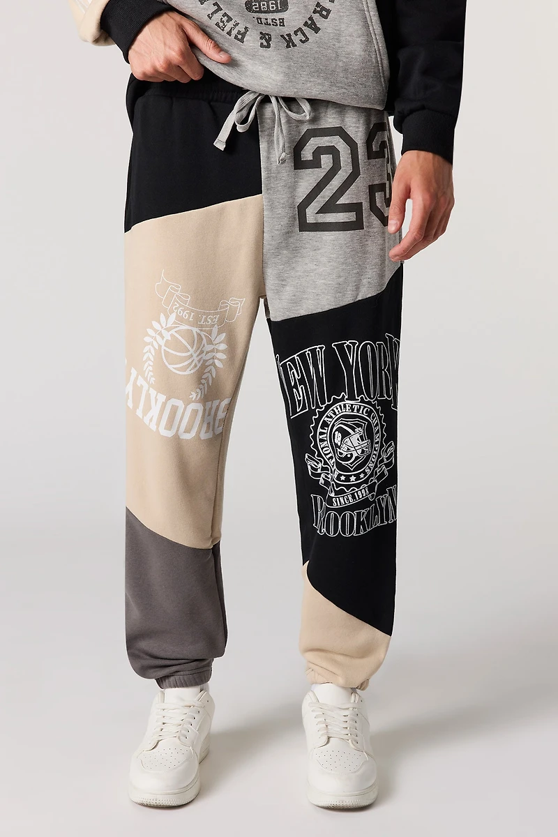 Jogger en molleton avec blocs de couleurs et imprimé New York