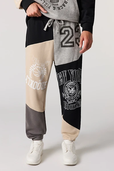 Jogger en molleton avec blocs de couleurs et imprimé New York