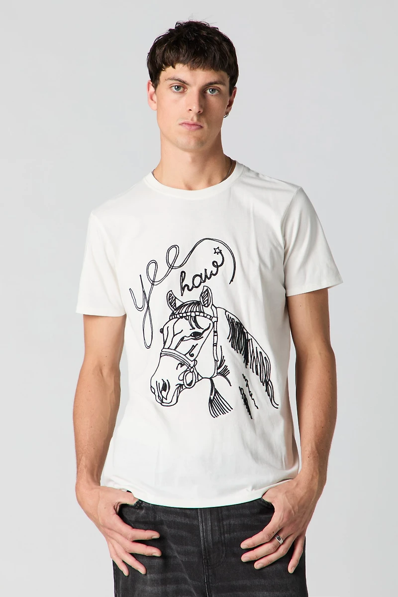 T-shirt avec motif brodé Yeehaw