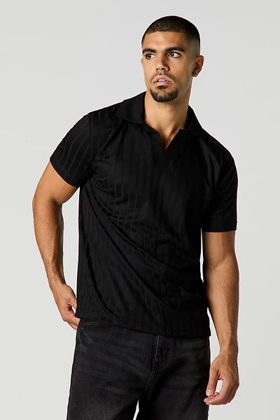 Ribbed Polo Short Sleeve Top