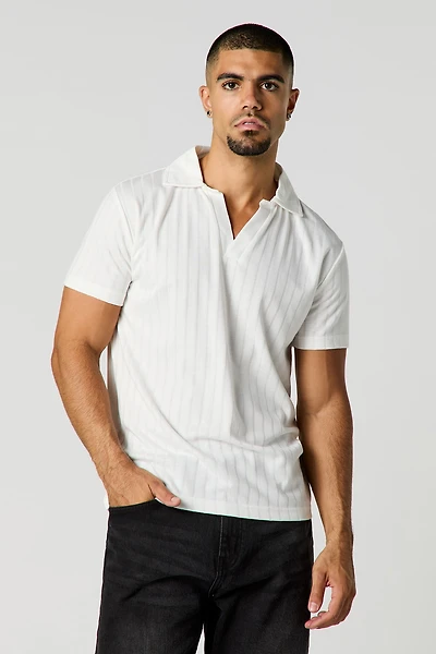 Ribbed Polo Short Sleeve Top