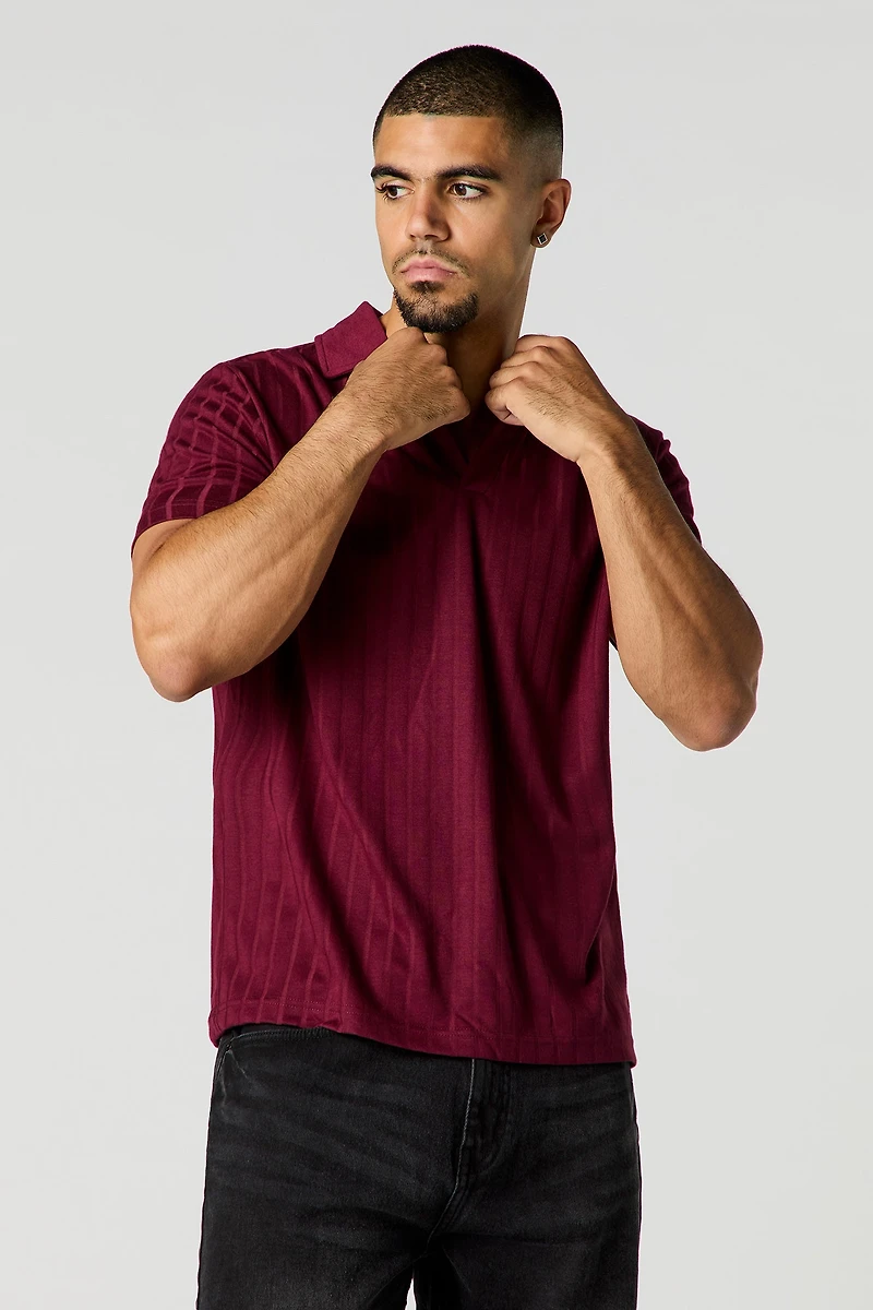 Ribbed Polo Short Sleeve Top