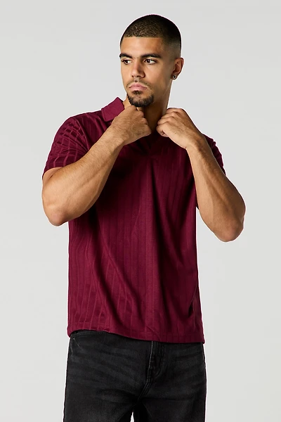 Ribbed Polo Short Sleeve Top