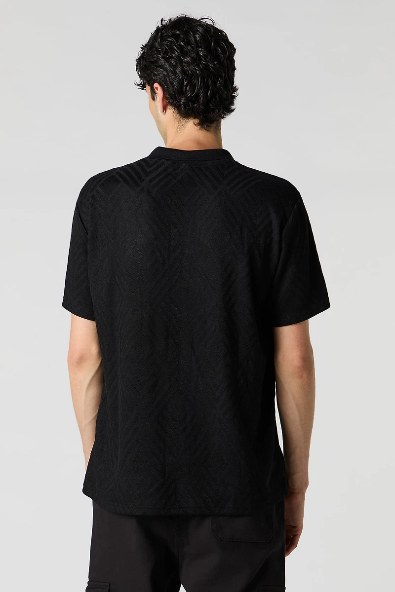 Geo Knit Polo T-Shirt