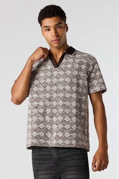 Textured Polo Top
