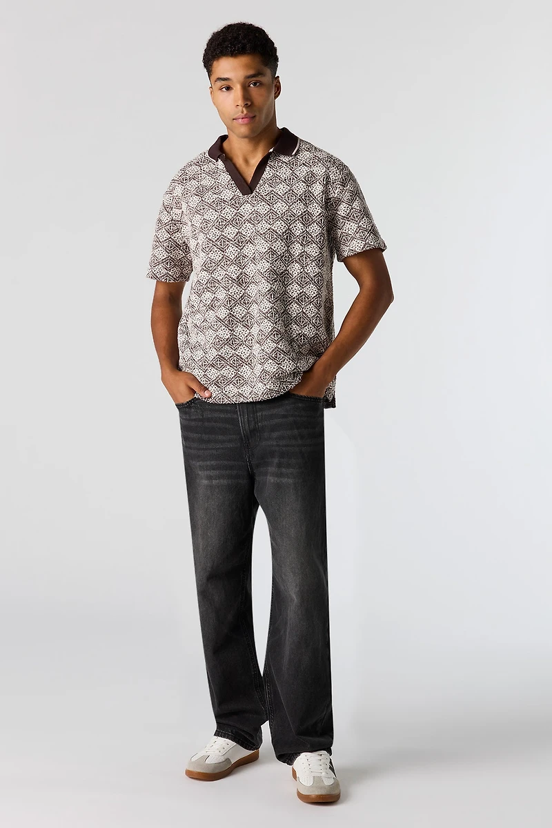 Textured Polo Top