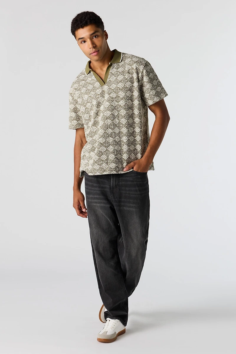 Textured Polo Top