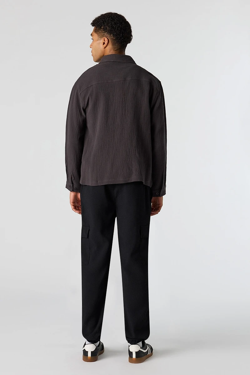 Jogger cargo en tricot gaufré