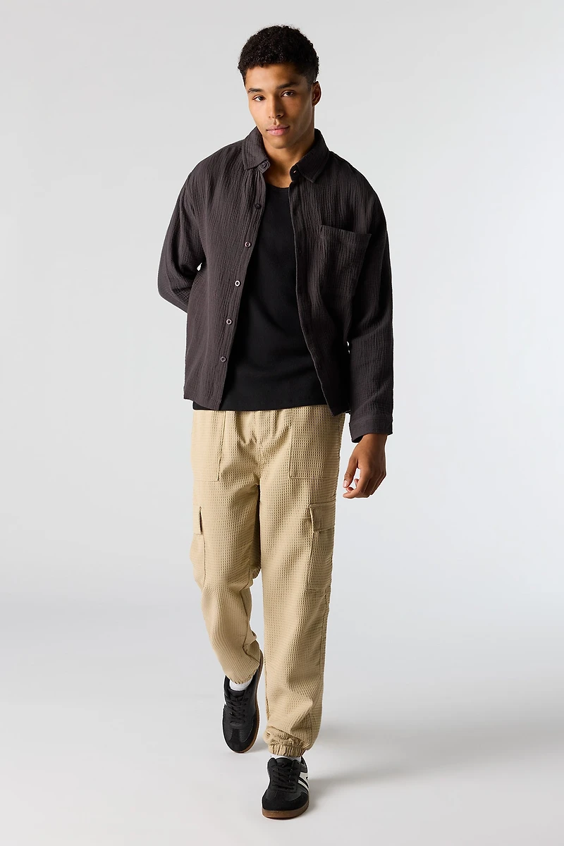 Jogger cargo en tricot gaufré