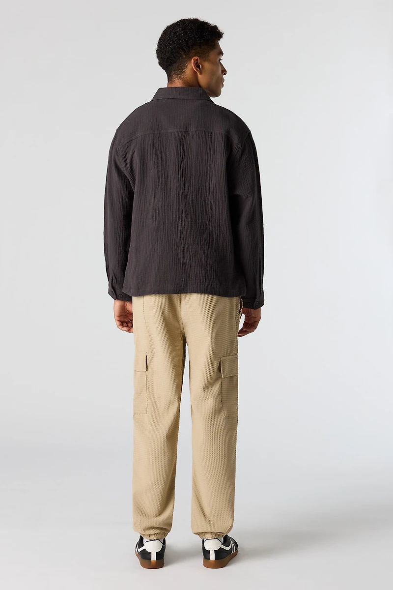 Jogger cargo en tricot gaufré