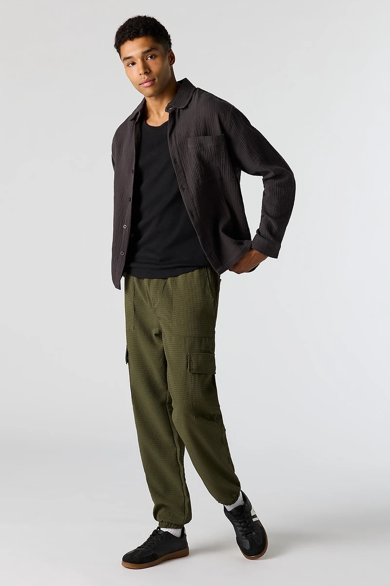 Jogger cargo en tricot gaufré